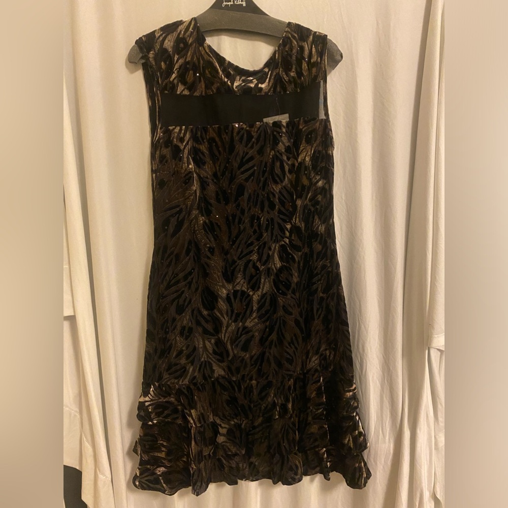 Frank Lyman Velvet Little Black Dress with Beautiful Pattern